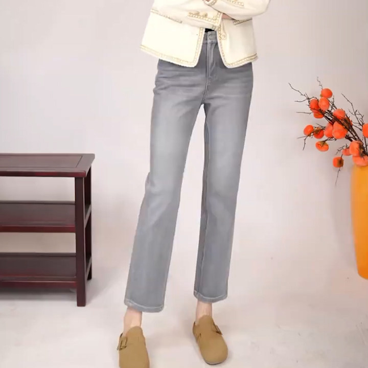 2026春季新款韩版高腰弹力休闲裤女小个子简约舒适九分烟管牛仔裤,女装/女士精品,大码裤装,淘宝优惠券,粉丝福利购,淘宝优惠卷