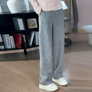 2025冬季新款加厚休闲保暖窄版小个子舒适亲肤羊毛直筒弯刀裤女