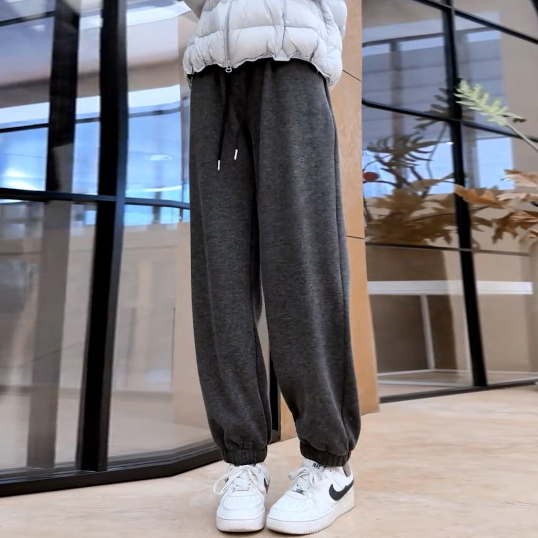 2025冬季款松紧抽绳高腰加绒保暖亲肤舒适九分束脚休闲运动卫裤女,女装/女士精品,大码裤装,淘宝优惠券,粉丝福利购,淘宝优惠卷