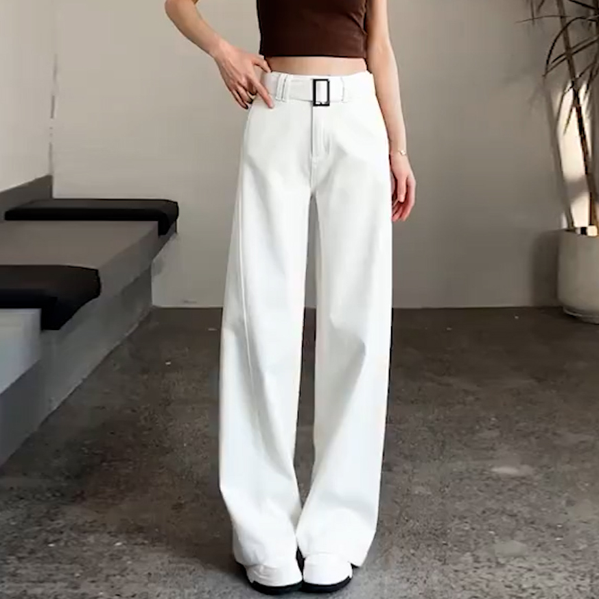 秋冬女时尚休闲遮胯阔腿牛仔裤