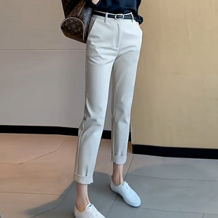 高腰显瘦弹力小个子九分小脚裤 女高级感早春新款 裤 杏色通勤西装