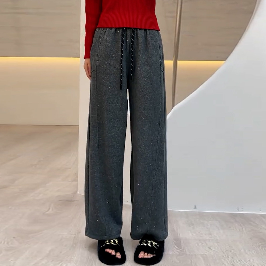 松紧抽绳高腰休闲裤女春季新款遮肉显瘦洋气百搭减龄直筒阔腿裤,女装/女士精品,大码裤装,淘宝优惠券,粉丝福利购,淘宝优惠卷