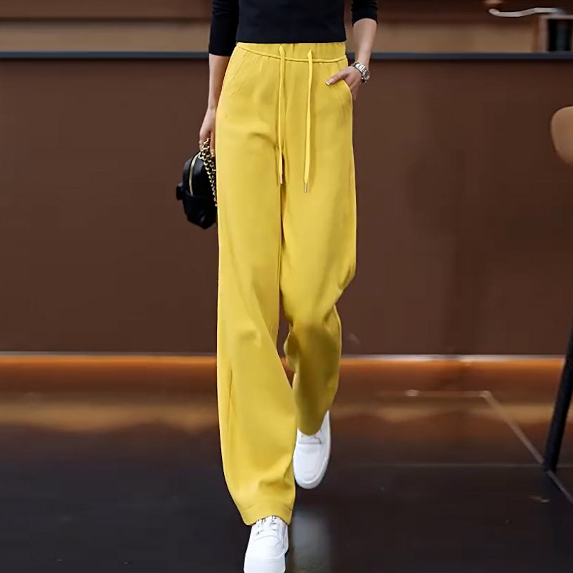 早春新款松紧腰小个子弹力舒适休闲裤女时尚减龄直筒阔腿运动裤,女装/女士精品,大码裤装,淘宝优惠券,粉丝福利购,淘宝优惠卷