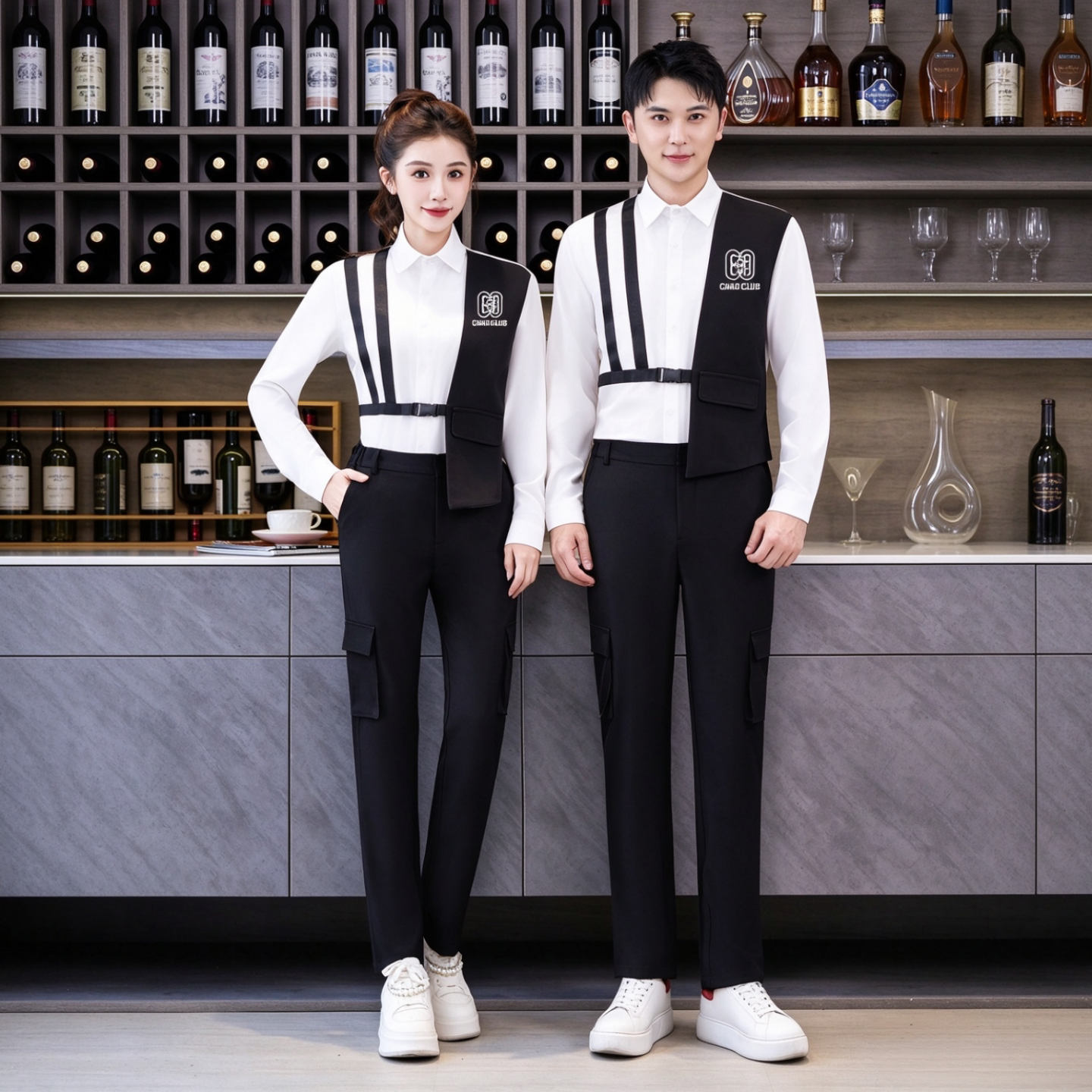 新酒吧服务员工作服长袖秋冬套装PARTYK清吧夜场员工传送KTV工装