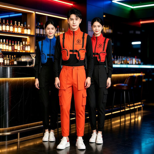 酒吧服务员马甲工装工作服台球厅套装长袖PARTYK夜场·KTV秋冬季