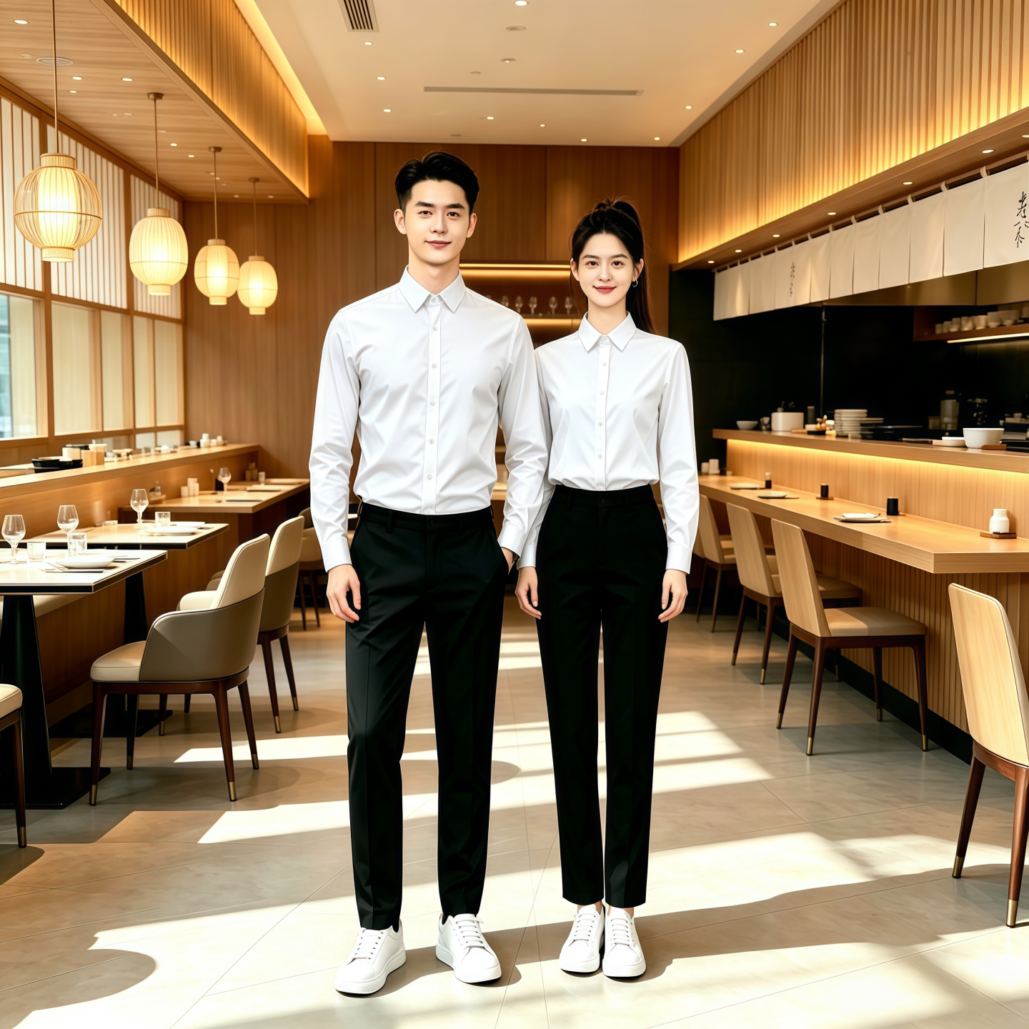 酒店商务ktv服务员工作服长袖套装餐厅酒吧收银荷官白色衬衫工装