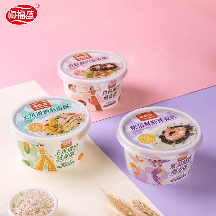 海福盛燕麦粥紫菜鲜虾香菇瘦肉玉米滑鸡冲泡即食早餐方便速食粥