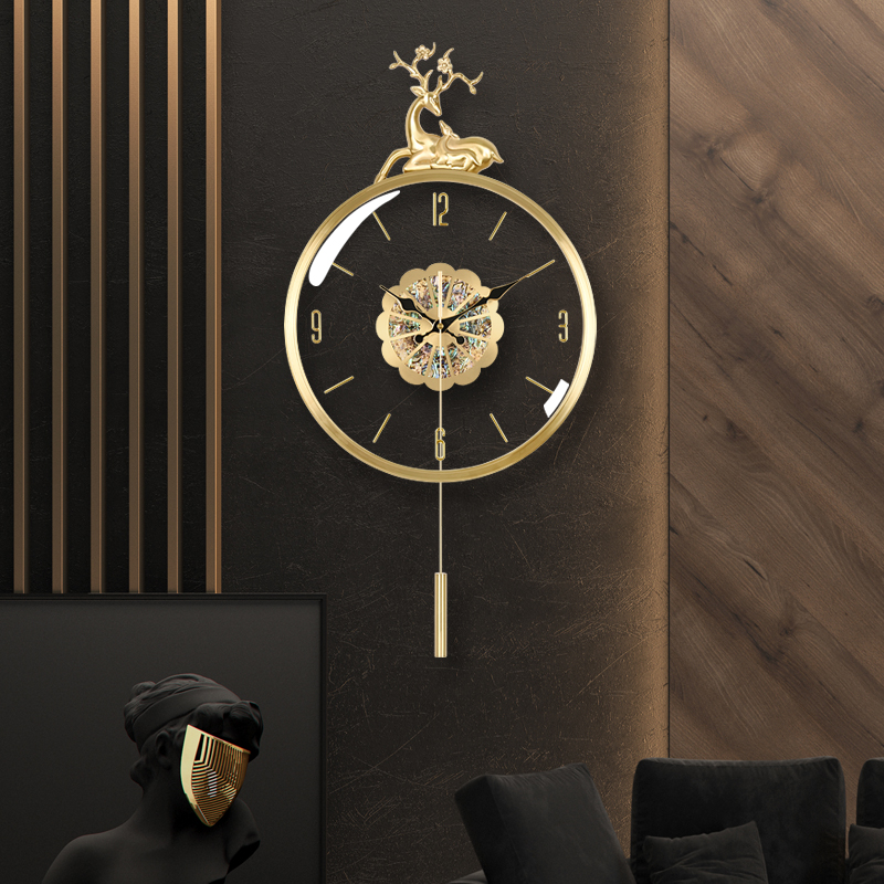 北欧轻奢客厅时尚纯铜铜挂钟