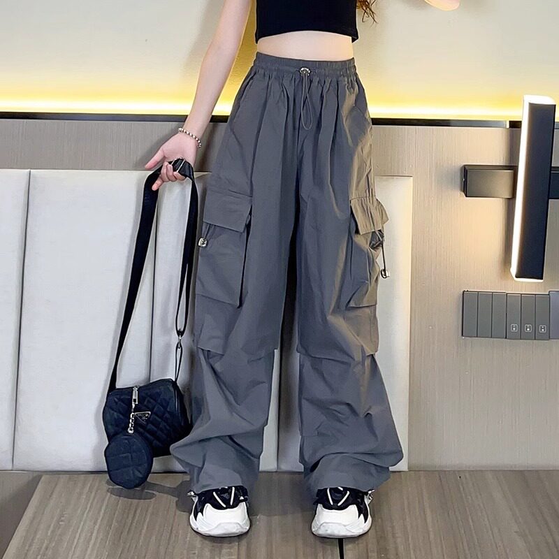 女童工装裤春秋季2025新款休闲街舞运动百搭宽松潮酷hiphop长裤子