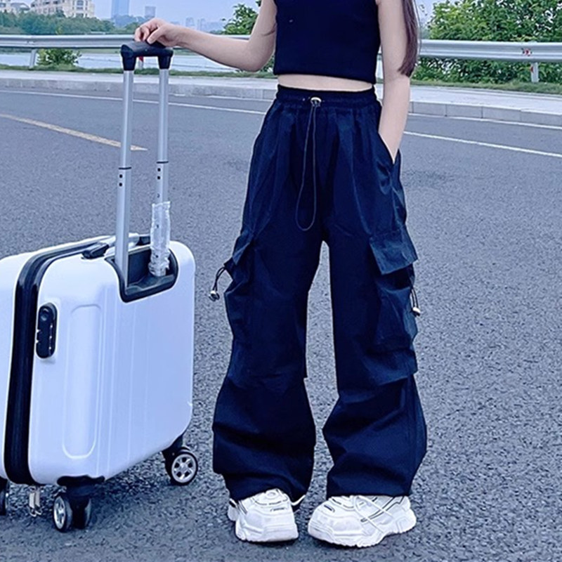 女童工装裤2025春夏新款儿童装休闲街舞运动宽松潮酷hiphop长裤子