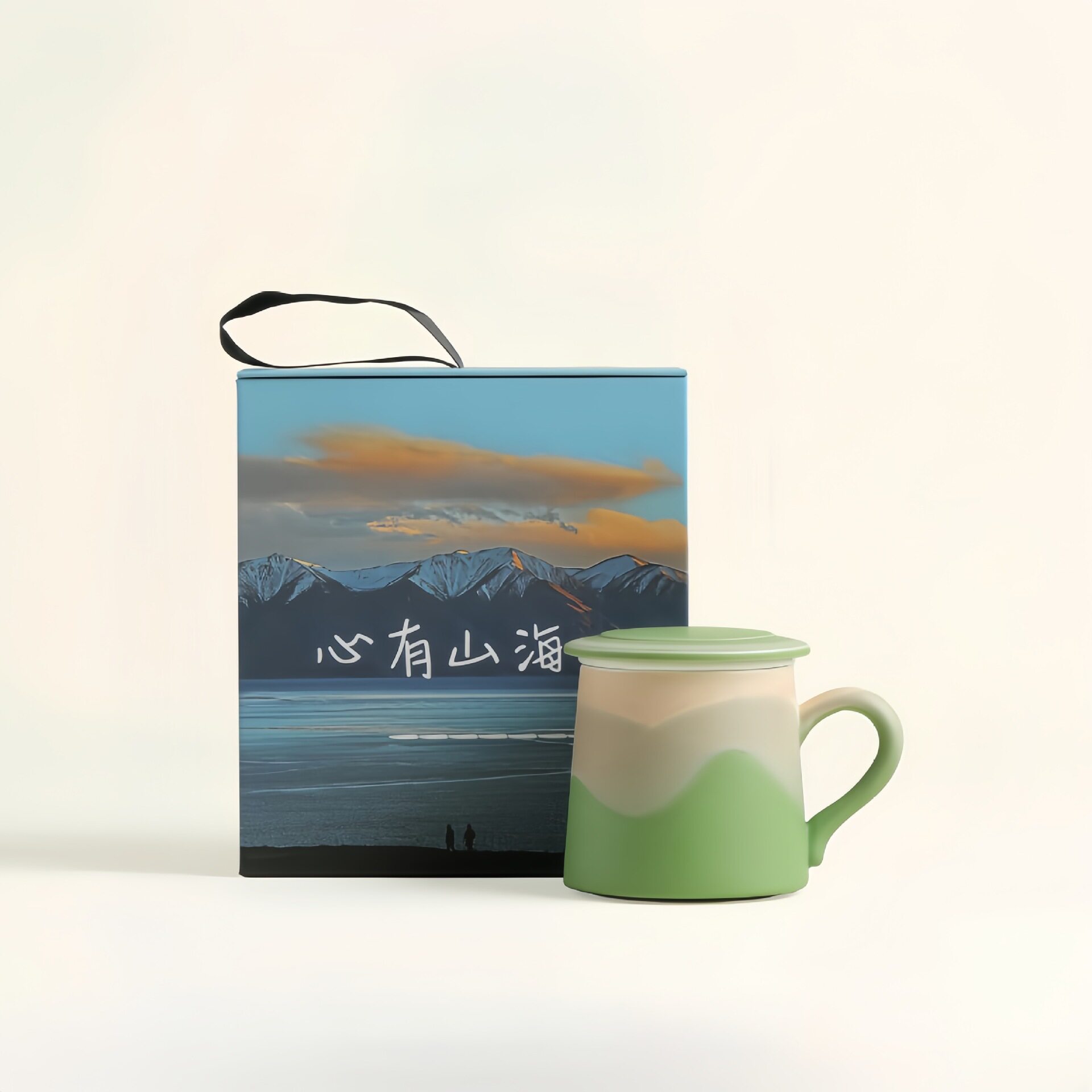 日本进口陶瓷茶水分离办公咖啡杯