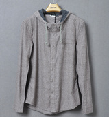 衬衫 男装 撤柜 男士 BeeJean 连帽韩版 长袖 休闲纯棉法兰绒 修身