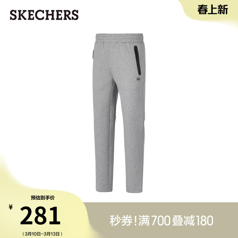 斯凯奇春季流行时尚男长裤休闲运动裤直筒修身弹性卫裤舒适工装裤