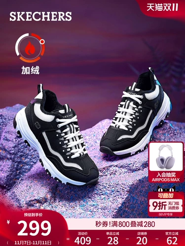 Skechers, зимние флисовые туфли, высокая спортивная обувь для отдыха на платформе, повседневная обувь