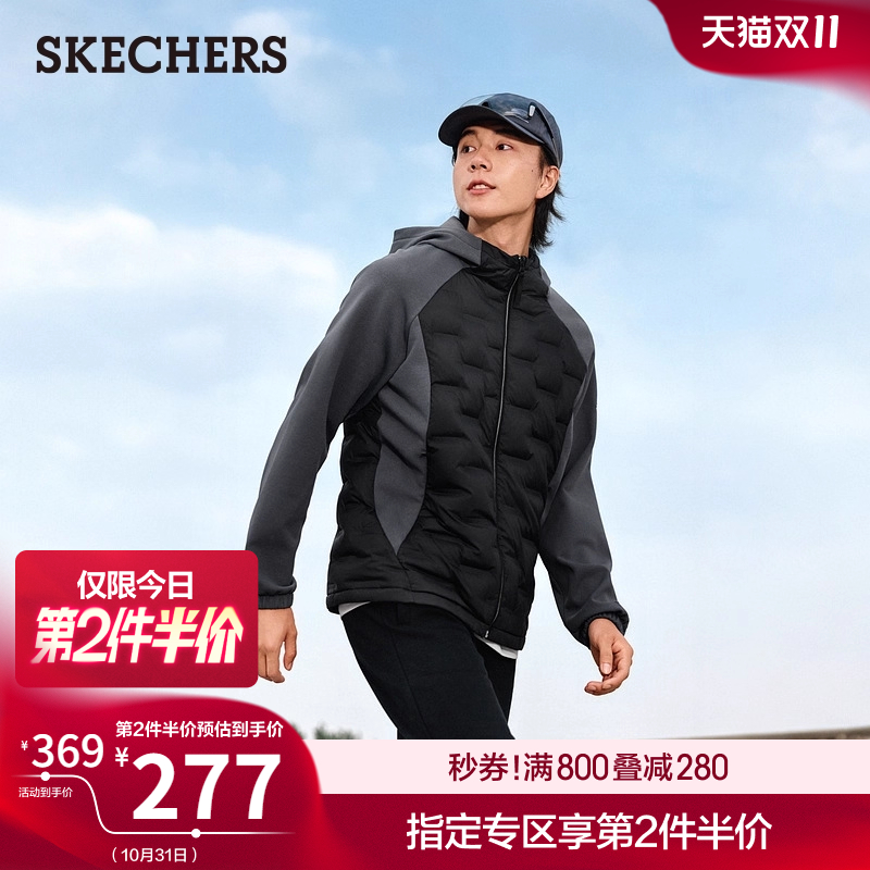 斯凯奇2025年冬季新款男短款羽绒服外套百搭时尚保暖上衣风衣夹克