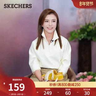 斯凯奇春季时尚新品女短款套头卫衣休闲运动服隔风保暖POLO外套