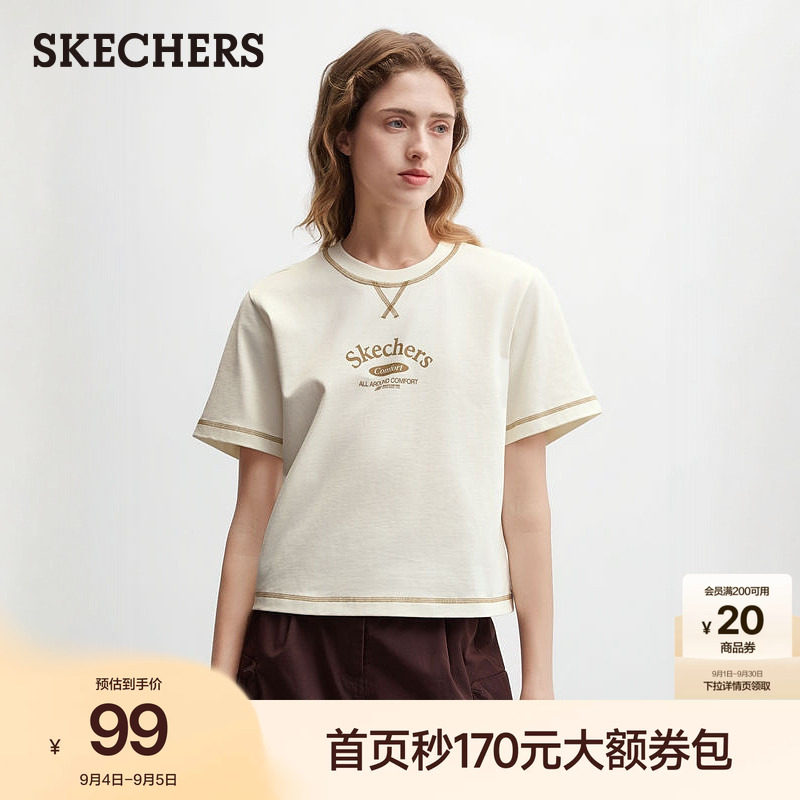 斯凯奇女款纯棉不易褪色T恤图片