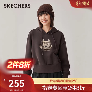 时尚 长袖 新品 连帽卫衣舒适加绒运动休闲衫 T恤上衣 女款 斯凯奇春季