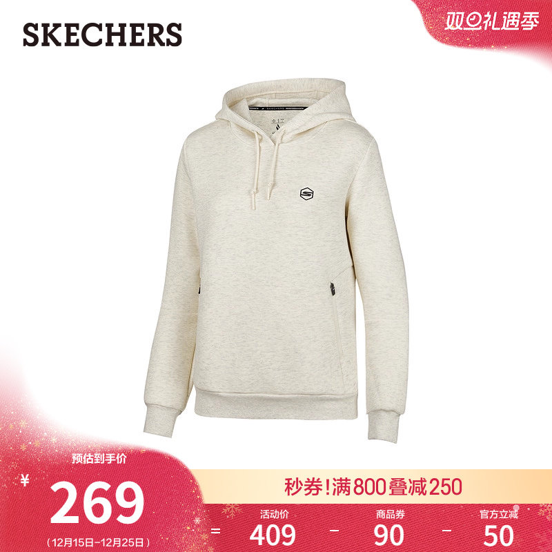 斯凯奇秋季女款卫衣连帽卫衣绒衫运动上衣时尚潮流打底衫休闲外套