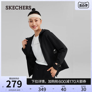 Skechers斯凯奇秋季女空气层连帽外套简约百搭保暖长袖宽松夹克