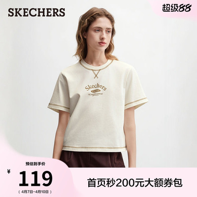 斯凯奇女款纯棉不易褪色T恤