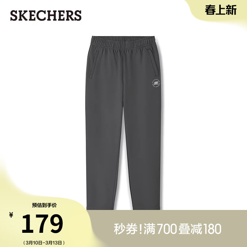 斯凯奇经典款春季女裤简约舒适直筒针织运动裤休闲长裤时尚百搭