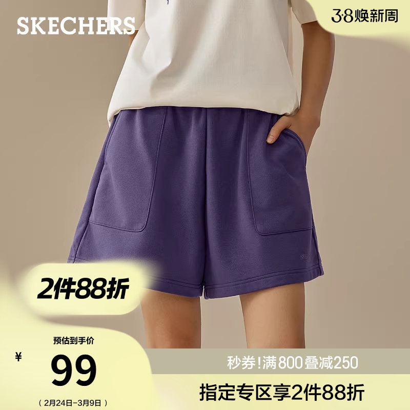 斯凯奇舒适时尚春季新款女士针织五分休闲裤短裤百搭运动裤秋裤 - skechers官方旗舰店出品