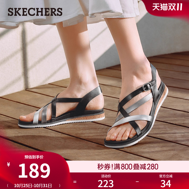 斯凯奇罗马凉鞋简约软底沙滩鞋