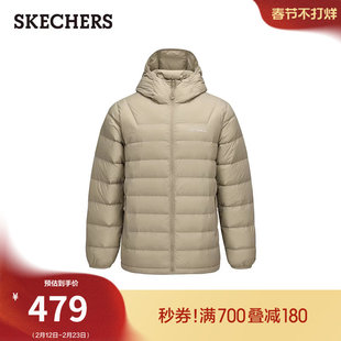 斯凯奇秋冬男款羽绒服短款外套梭织设计保暖防风运动夹克时尚舒适