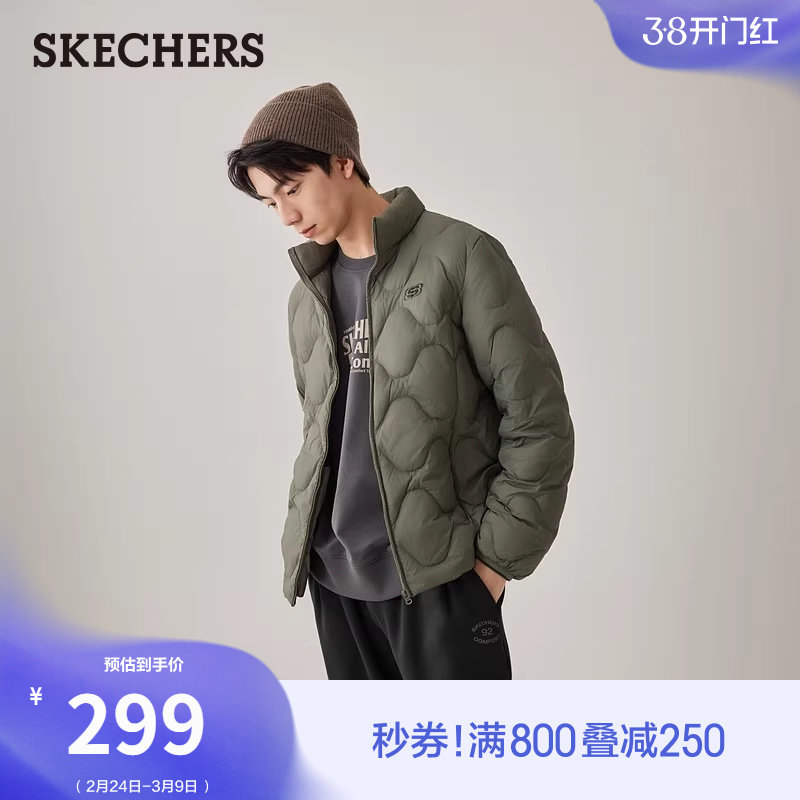 斯凯奇新冬季男女款短款轻薄羽绒服修身上衣保暖外套时尚百搭外衣