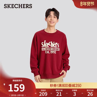 斯凯奇新款男女同款舒适针织套头卫衣圆领长袖百搭潮流休闲上衣