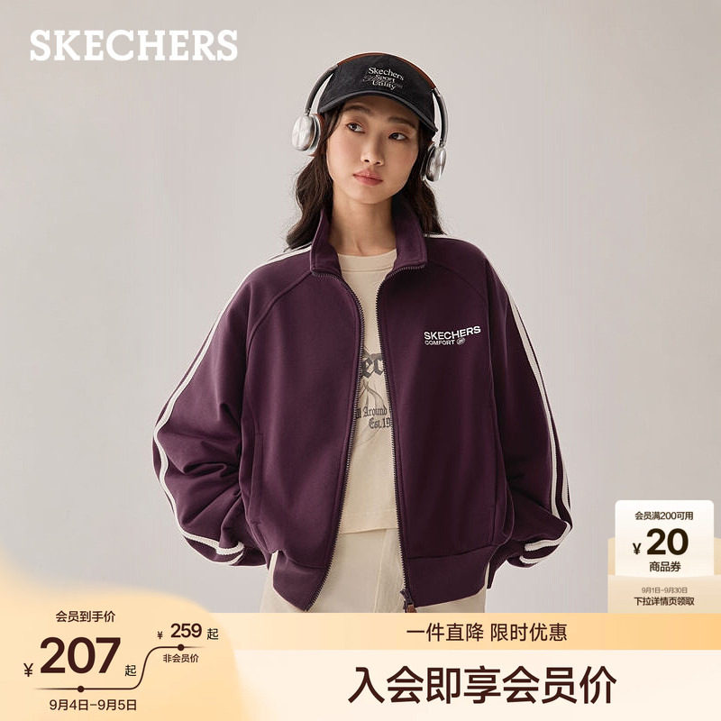 斯凯奇潮流短款立领针织棒球服图片
