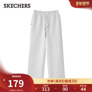 斯凯奇春季流行时尚女款长裤休闲运动裤针织直筒裤抽绳百搭卫裤