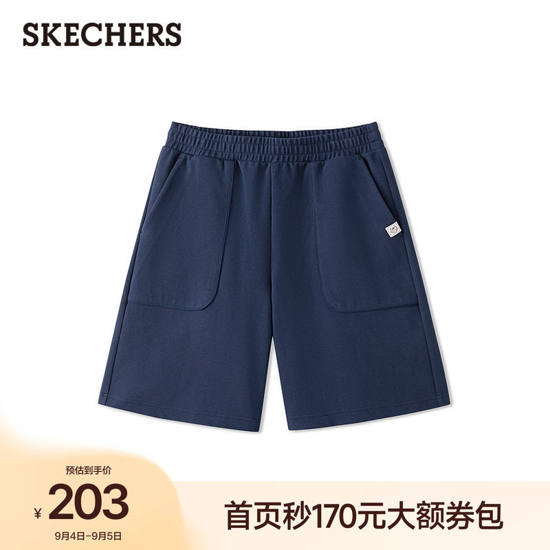 斯凯奇2026夏季新款男款宽松休闲针织短裤棉质舒适透气松紧带裤子图片