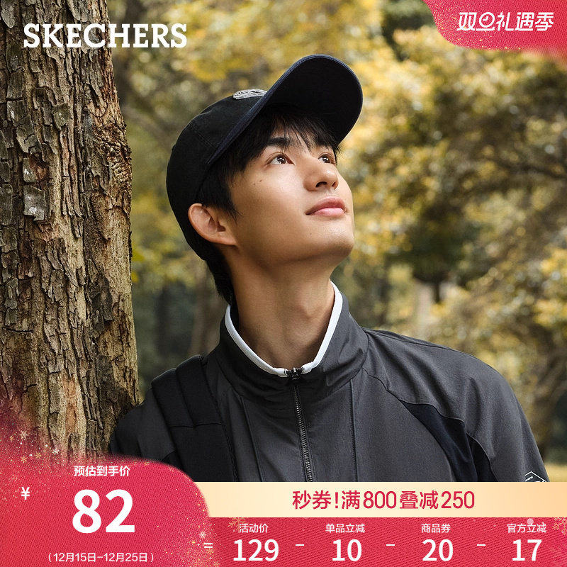 斯凯奇男女同款鸭舌帽时尚棒球帽休闲轻运动帽子遮阳户外旅游帽子