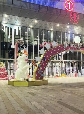 大型玻璃钢雕塑定制卡通彩绘吉祥物户外网红兔子摆件美陈系列