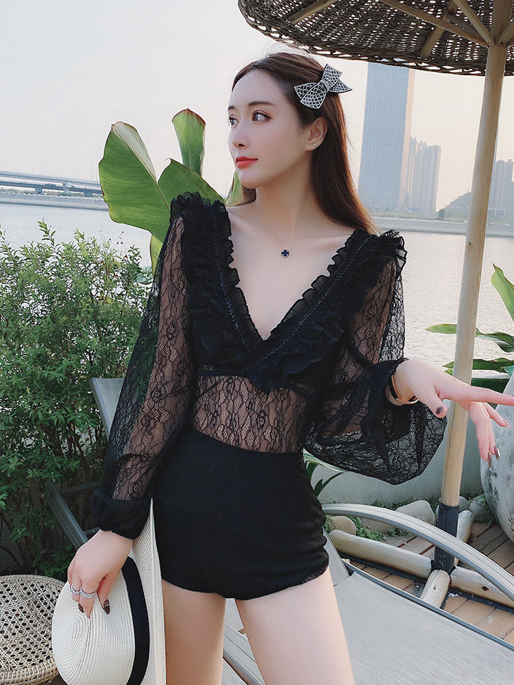 2021 new swim swimsuit female conservative one-piece two-piece cover belly thin flat angle hot spring Korea ins net red