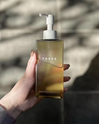日本本土版专柜 新款THREE小三自然植物平衡卸妆油185ml温和清洁