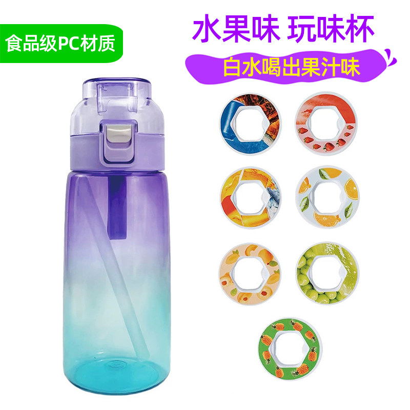 水果味玩味杯香味环水杯儿童吸管学生运动白开水可以喝出水果气味