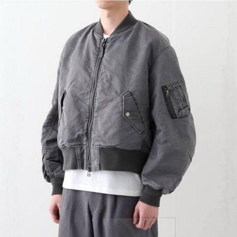 日系MA-1尼龙斜纹涂料染雪花洗棉衣Vintage古旧风渐褪色风格休闲
