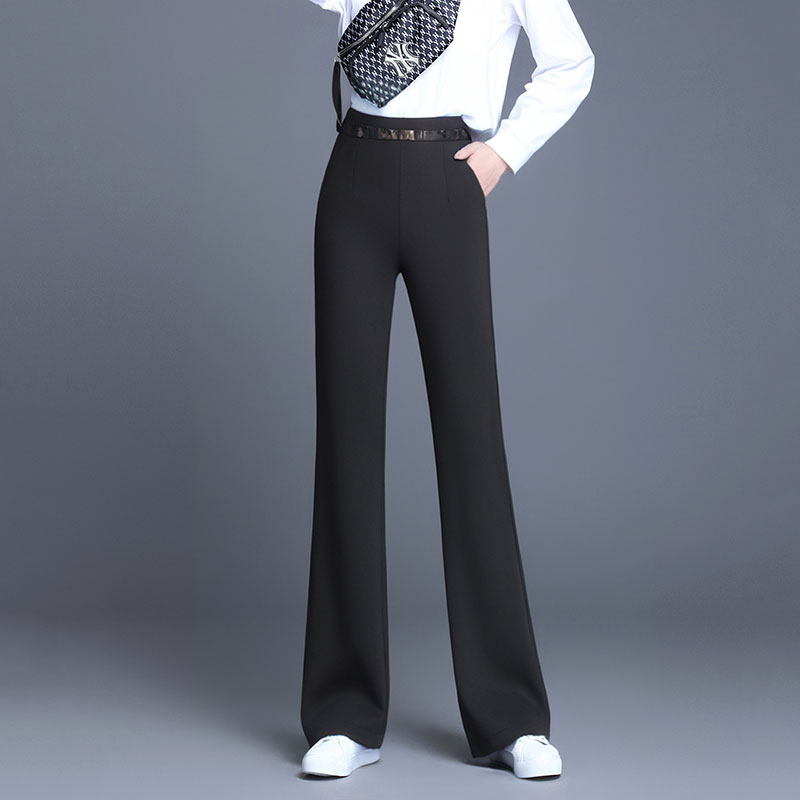 新款女裤复古微喇裤子百搭直筒