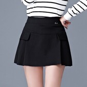 短裙2026春秋松紧腰黑色屁帘小a字裙子带安全短裤 气质显瘦半身裙