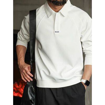 春秋简约风男士翻领长袖卫衣