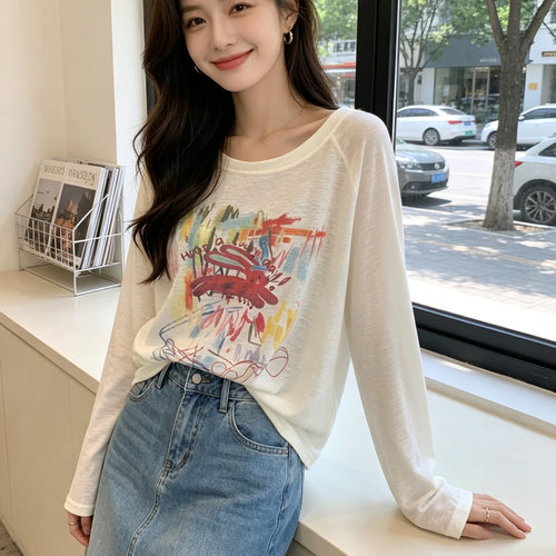 莱赛尔薄款长袖防晒t恤女夏季款