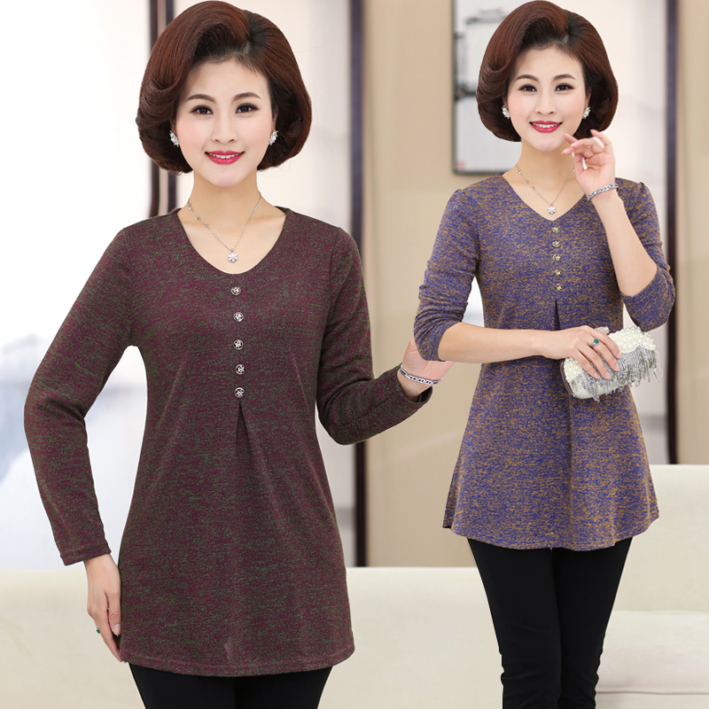 媽媽的衣服春天女裝長袖上衣花色V領30歲中年婦女士服裝打的襯衫在類目 女裝/女士精品, 中老年女裝中 - 來自Buy2taobao.com提供專業的淘寶代購服務