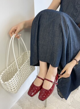 2026新款真皮平底单鞋女浅口配裙子晚晚鞋复古玛丽珍鞋