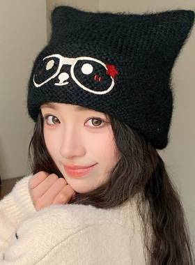 可爱猫耳帽子女冬季新款防寒保暖