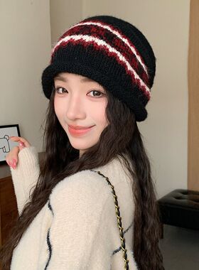 帽子川西女款秋冬季大头围毛线帽