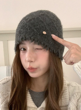 氛围感羊毛针织帽女秋冬保暖包头