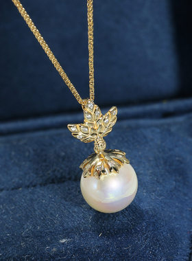 DIY配件S925纯银遮瑕款珍珠吊坠空托配饰大珠项坠银托半成品11-16